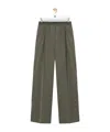 Loewe Womens Khaki Green Logo-waistband Straight-leg Woven Trousers In Black