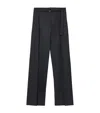 Loewe Wool Check Belted Trousers In Gray