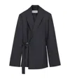Loewe Wool Check Draped Blazer In Black