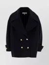 Loewe Wool Coat Double-breasted Design Notched Lapels In Black