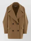 Loewe Wool Coat Double Breasted Wide Lapels In Brown