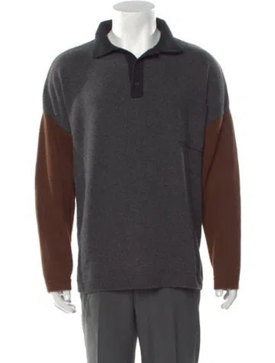 Pre-owned Loewe Wool Collar Polo Sweater In Gray
