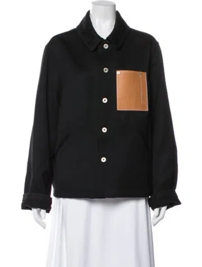 Pre-owned Loewe Wool Colorblock Pattern Peacoat In Black