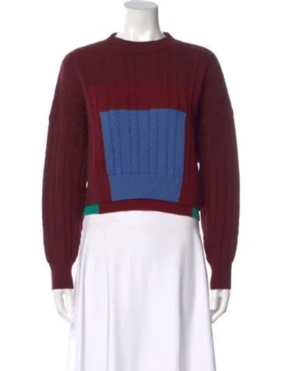 Pre-owned Loewe Wool Colorblock Pattern Sweater In Burgundy