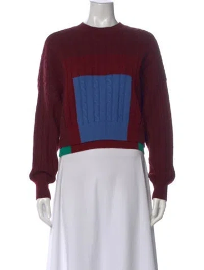 Pre-owned Loewe Wool Colorblock Pattern Sweater In Burgundy