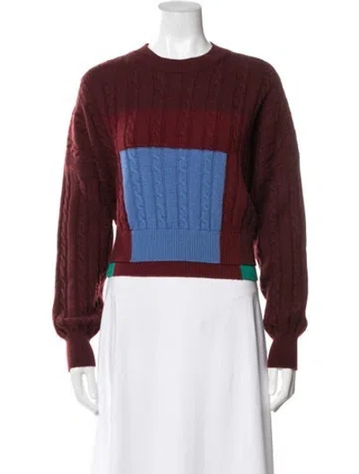 Pre-owned Loewe Wool Colorblock Pattern Sweater In Burgundy