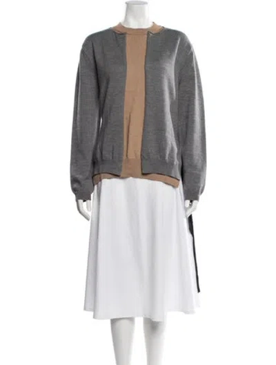 Pre-owned Loewe Wool Colorblock Pattern Sweater In Gray
