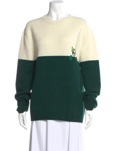 Pre-owned Loewe Wool Colorblock Pattern Sweater In Green