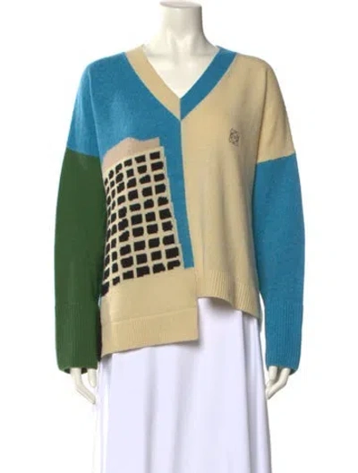 Pre-owned Loewe Wool Colorblock Pattern Sweater In Neutral