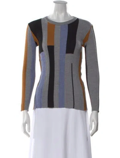 Pre-owned Loewe Wool Colorblock Pattern Top In Gray