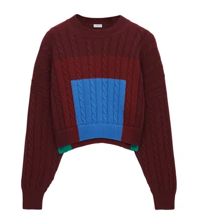 Loewe Wool Colour-block Layered-effect Sweater In Red