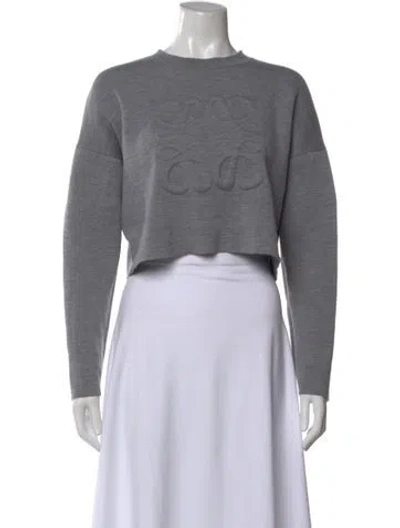Pre-owned Loewe Wool Crew Neck Crop Top In Gray