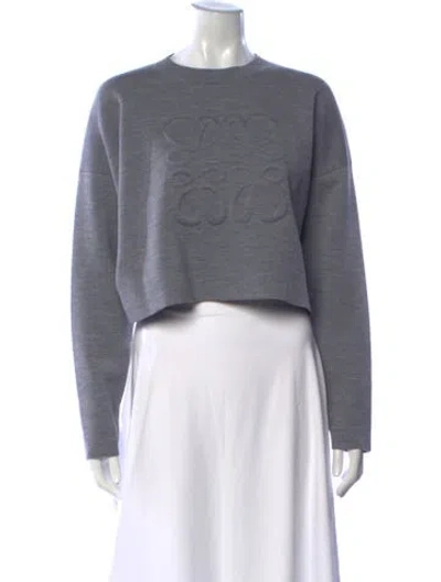 Pre-owned Loewe Wool Crew Neck Crop Top In Grey