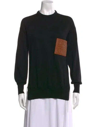 Pre-owned Loewe Wool Crew Neck Sweater In Black