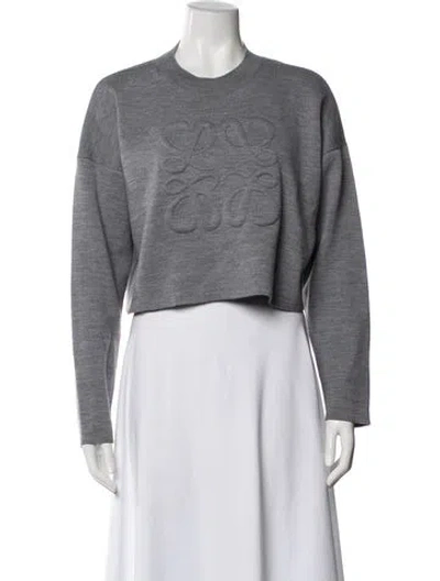 Pre-owned Loewe Wool Crew Neck Sweater In Gray