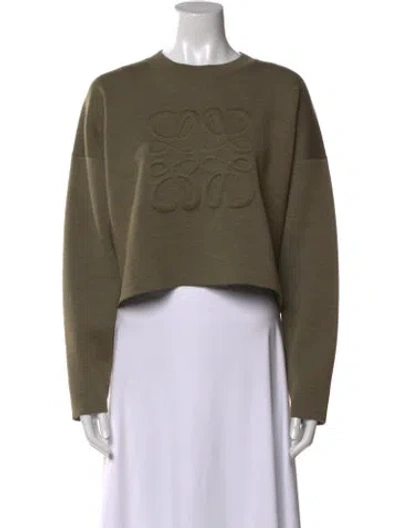 Pre-owned Loewe Wool Crew Neck Sweater In Green