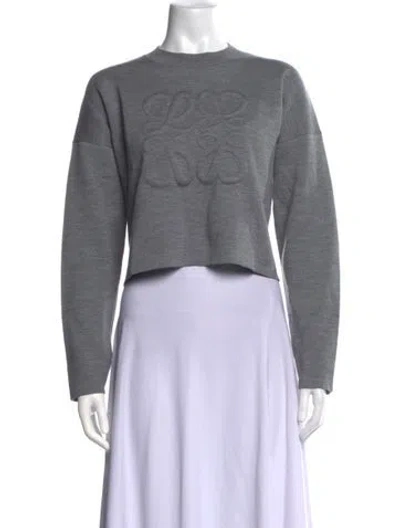 Pre-owned Loewe Wool Crew Neck Sweater In Grey