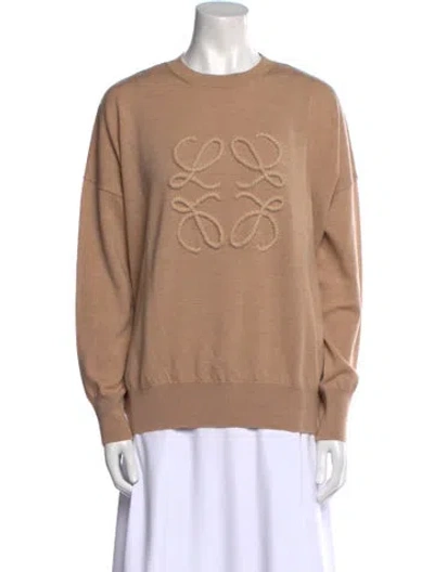 Pre-owned Loewe Wool Crew Neck Sweater In Neutral