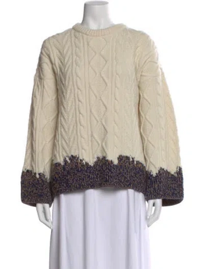 Pre-owned Loewe Wool Crew Neck Sweater In Neutral