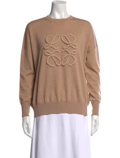Pre-owned Loewe Wool Crew Neck Sweater In Neutrals