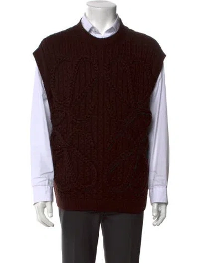 Pre-owned Loewe Wool Crew Neck Sweater Vest In Brown