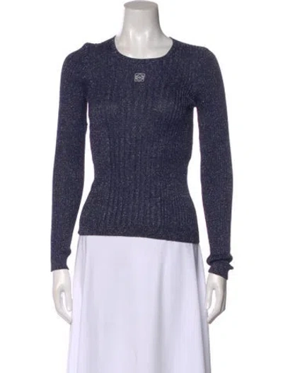 Pre-owned Loewe Wool Crew Neck Top In Blue
