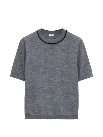 Loewe Wool Crewneck Sweater In Gray