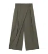 Loewe Wool Cropped Wrap Trousers In Green