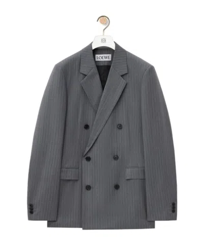 Loewe Wool Double-breasted Blazer In Black