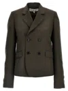 Loewe Wool Blazer With Buttoned Cuffs And Flap Pockets In Brown