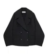 Loewe Wool Double-breasted Short Coat In Black
