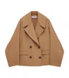 Loewe Womens Camel Double-breasted Notched-collar Wool Jacket In Brown