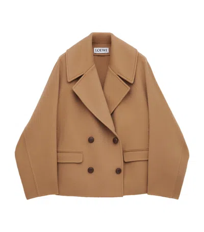 LOEWE WOOL DOUBLE-BREASTED SHORT COAT