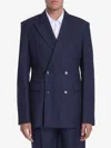 Loewe Navy Blue Double-breasted Jacket In Wool In Blue