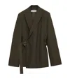 Loewe Wool Draped Blazer In Green