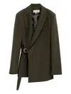Loewe Khaki Green Double-breasted Wool Jacket Women In Green
