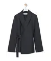 Loewe Wool Check Draped Blazer In Gray