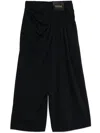 Loewe Navy Blue Draped Wool Trousers In Black