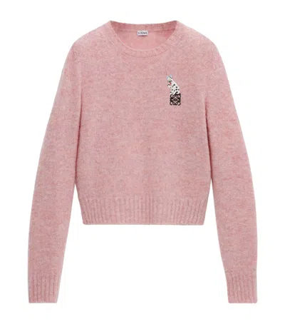 Loewe Wool Futurist Cats Sweater In Pink