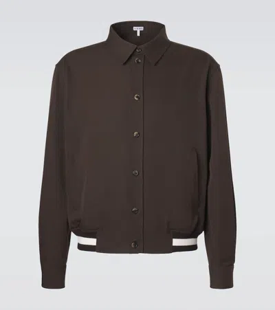 Loewe Wool Gabardine Blouson Jacket In Brown