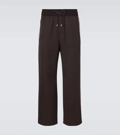 Loewe Wool Gabardine Wide-leg Pants In Brown