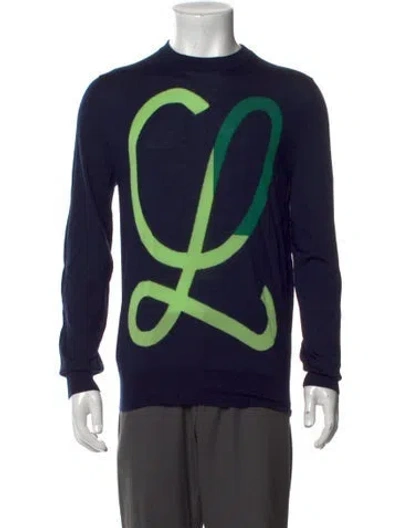 Pre-owned Loewe Wool Graphic Print Pullover In Blue