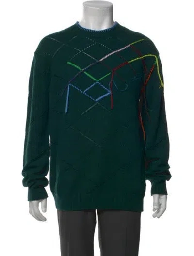 Pre-owned Loewe Wool Graphic Print Pullover In Green