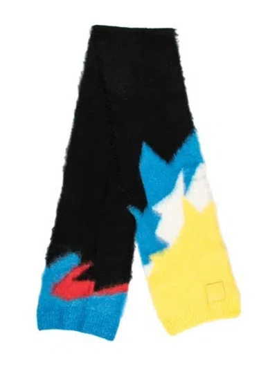 Pre-owned Loewe Wool Graphic Print Scarf In Black