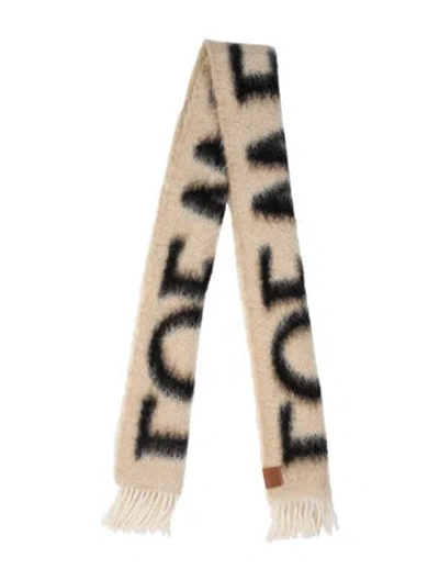 Pre-owned Loewe Wool Graphic Print Scarf In Neutrals