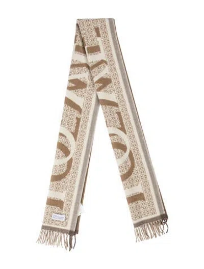 Pre-owned Loewe Wool Graphic Print Scarf In Neutrals