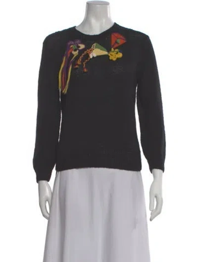 Pre-owned Loewe Wool Graphic Print Sweater In Black
