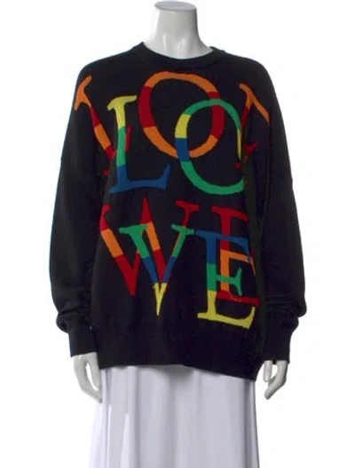 Pre-owned Loewe Wool Graphic Print Sweater In Black