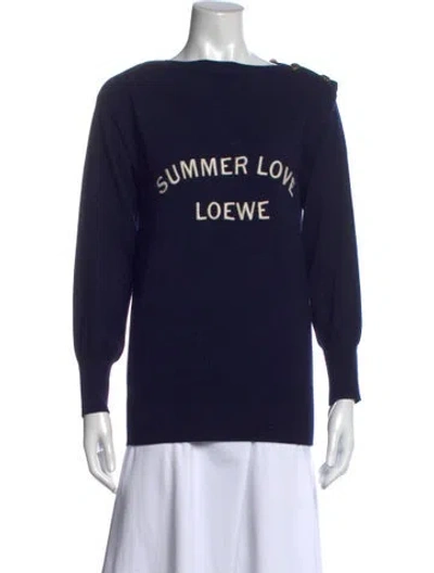 Pre-owned Loewe Wool Graphic Print Sweater In Blue