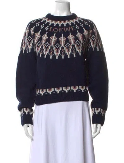 Pre-owned Loewe Wool Graphic Print Sweater In Blue